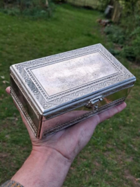 Oude Vintage Silverplate Bijoux Sieradenkistje