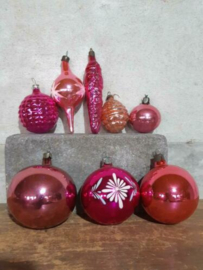 Oude Vintage Kerstballen 5682 Doosje Mix  Roze