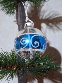 Oude Antiek Vintage Kerstbal 10439 Blauw