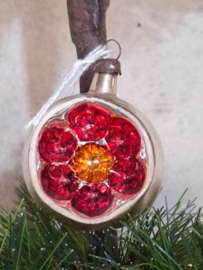 Oude Antiek Vintage Kerstbal 10035 Deukbal Rood