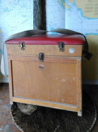 Oude Brocante Houten Viskoffer