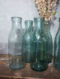 Oude Vintage Melkflesje Groen Glas