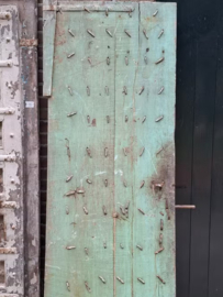 Oude Antieke Indiase Set Dubbele Deuren Poort Groen