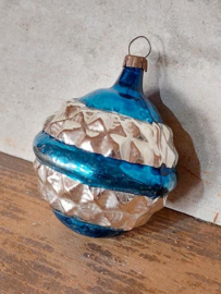 Oude Antieke Kerstbal 5798 Lampion Blauw