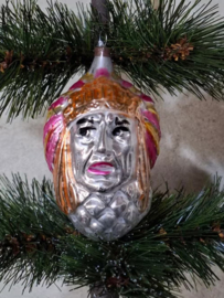 Oude Antiek Kerstbal 9878 Poppetje Indiaan Chief