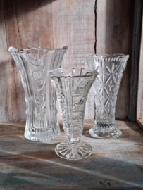 Oude Vintage Kristallen Vaasjes set van 3
