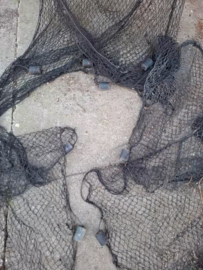 Oud Vintage Katoenen Fuik met Houten Hoepels met Kurken