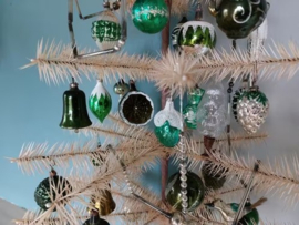 Complete set Witte Feathertree met Antieke Kerstballen