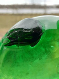 Oude Antiek Vintage Glazen Drijver Visnet Groen