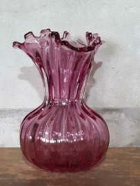 Oude Vintage Mid Century Mondgeblazen Glazen Vaas Egermann Roze 