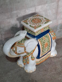 Oude Vintage Keramiek Olifant Bijzettafel Tafel XL