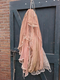 Oud Vintage Visnet Creme Zalm L