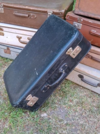Oude Antiek Vintage Koffer Zwart