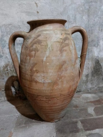 Oude Antieke Turkse Terracotta Oliekruik Olie Kruik