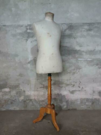 Oude Antieke Mannequin Buste Paspop op Voet Stockman Brevete Male Man