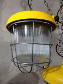 Oude Vintage Industriele Hanglamp Bunkerlamp Kooilamp Mais Geel