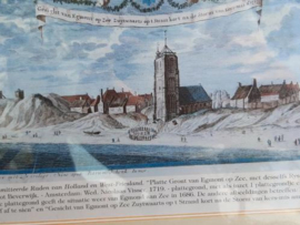 Oude Antieke Brocante Prent in Lijst Egmond aan Zee 1668