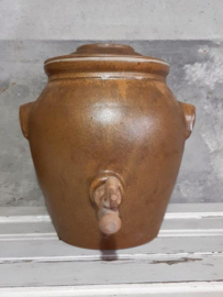 Oude Brocante Grespot Pot Aardewerk met Kraantje Vinaigre Azijn