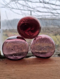 Oude Antiek Vintage Glazen Drijver Visnet Aubergine