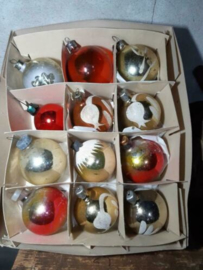 Oude Vintage Kerstballen 5349 Doosje Mix Rood Goud