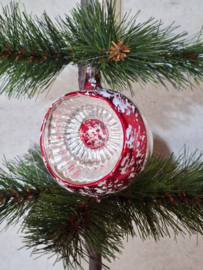 Oude Antiek Vintage Kerstbal 10078 Deukbal Rood