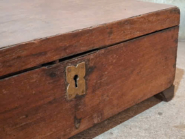 Oude Antieke Houten Geldkist Kist Documenten