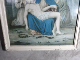 Oud Antiek Religieus Schilderij Icoon Kruisiging Jezus