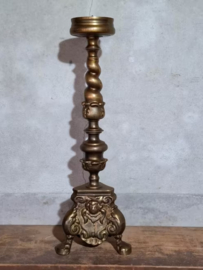 Oude Antieke Koperen Kandelaar Kerkkandelaar