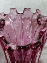 Oude Vintage Mid Century Mondgeblazen Glazen Vaas Egermann Roze 