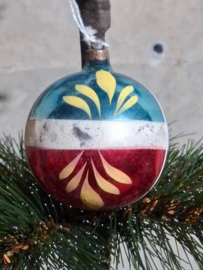 Oude Antiek Vintage Kerstbal 7900 Gedecoreerd