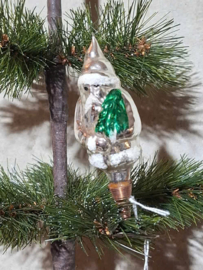 Oude Antieke Kerstbal 10225 Kerstman op Clip