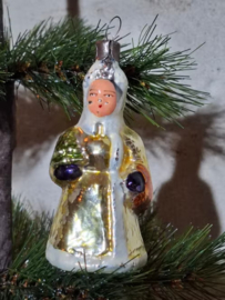Oude Antieke Vintage Kerstbal 10086 USSR Kerstvrouw