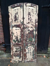 Oude Brocante Set Sobere Luiken Patina Hardhout Halfrond