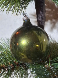 Oude Antiek Vintage Kerstbal 10211 Donkergroen