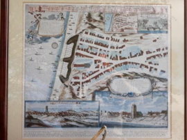 Oude Antieke Brocante Prent in Lijst Egmond aan Zee 1668