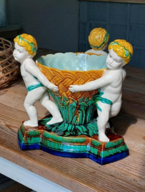 Oude Vintage Italiaanse Majolica Centerpiece Jardiniere Cachepot