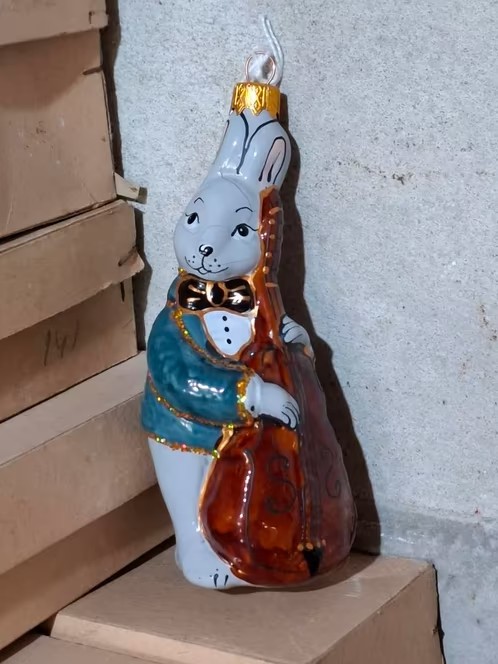 Oude Antiek Kerstbal 8887 USSR Konijn Bas