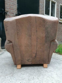 Oude Vintage Leren Clubfauteuil Fauteuil Moustache