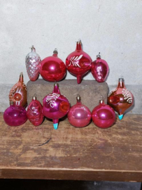 Oude Vintage Kerstballen 9317 Set  Roze