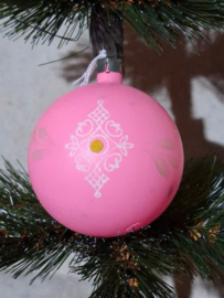 Oude Antiek Vintage Kerstbal 8568 Roze