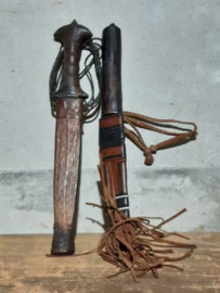Oud Afrikaans Jachtwapen Set Rituele Messen Dolk Tribal Toeareg in Lederen Schede