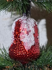 Oude Antiek Vintage Kerstbal 10149 Klokje met Hulst