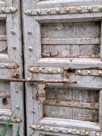 Oude Antieke Indiase Set Dubbele Deuren Poort Wit