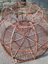 Oude Antieke Franse Krabbenfuik Fuik Kreeftenfuik XL