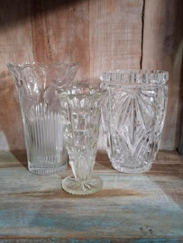 Oude Vintage Kristallen Vaasjes set van 3