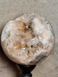 Kwarts Calciet Geode Bol op Sokkel Kristallen - Edelsteen