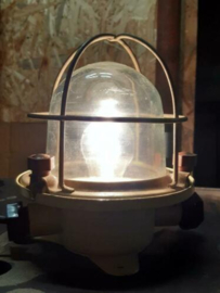 Oude Vintage Scheepslamp Bully Tafellamp Lamp met Kooi