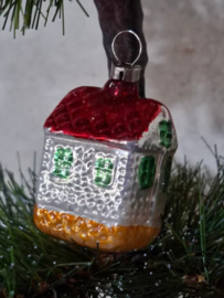 Oude Antiek Vintage Kerstbal 9989 Huisje