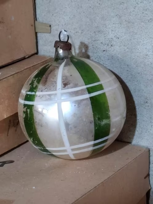 Oude Antiek Vintage Kerstbal 7359 Groen