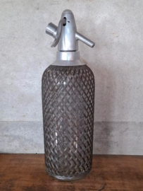 Oude Antiek Vintage Spuitfles Sodafles Metalen Cover